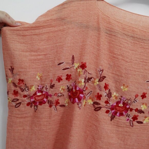 Garden Classy Embroidered Poncho Top Womens 8 Peach Boho Granny Relaxed Casual - Picture 7 of 15